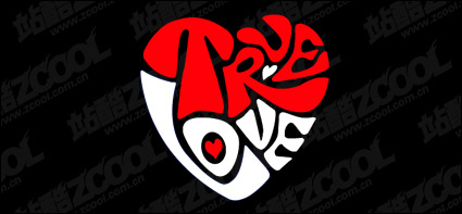 truelove text vector heart-shaped material