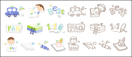 Cute icon series vector material-3