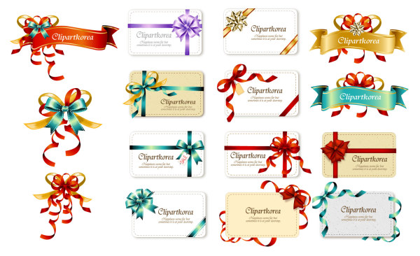 Bow Ribbon cards vector material