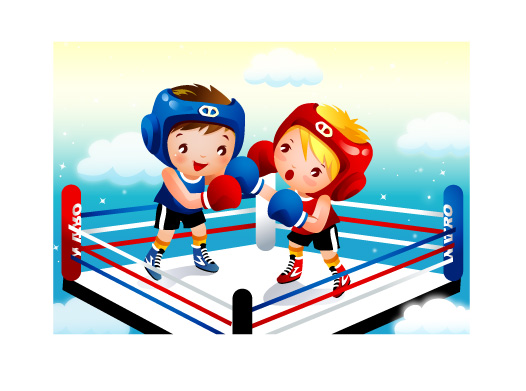 Children's boxing vector material