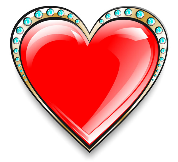 Diamond heart-shaped Valentine's Day Vector material