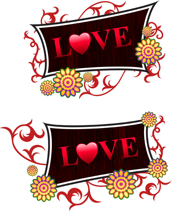 Flowers, wood, wood grain, Valentine's Day Vector 
