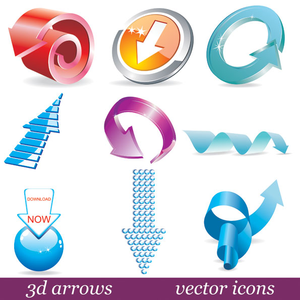 3D solid arrow icon vector material