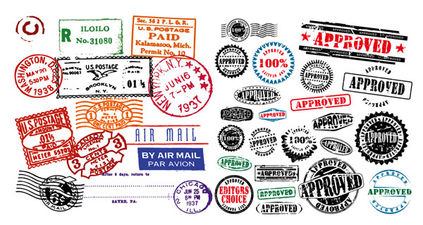 Foreign stamp postmark vector material