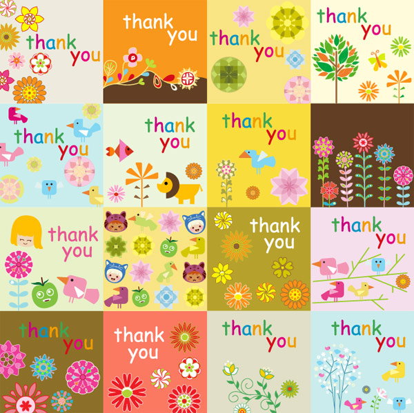 Super cute thank you card vector material