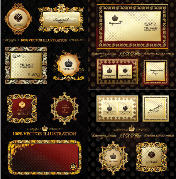 European honourable label and border vector of material
