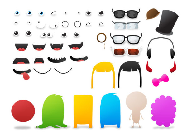 Cartoon monster convertible element vector material