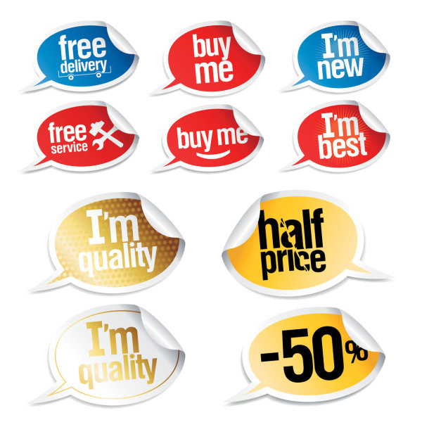 Speech bubble stickers vector