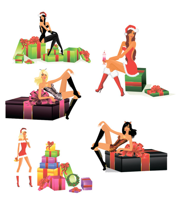 Sexy Christmas Girls - Vector