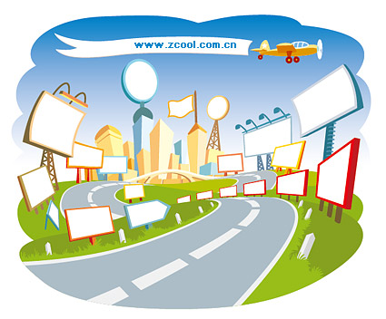 Cute Cartoon urban scene Vector