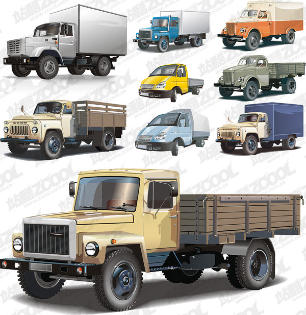 9 trucks Vector
