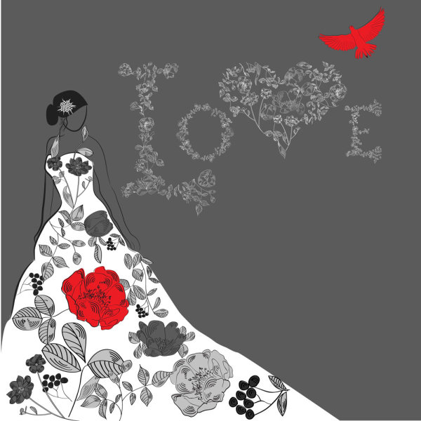 Beautiful hand-drawn fashion illustration 03-- vector material