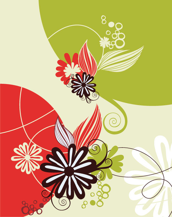 Lovely flowers vector material -5