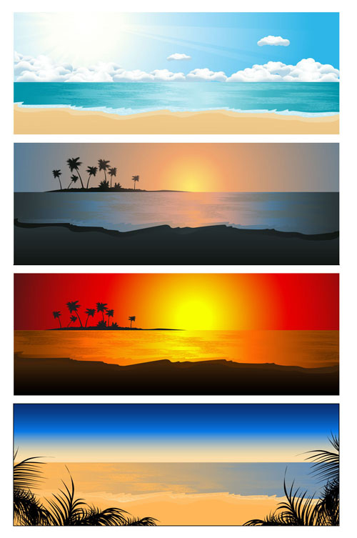 Beautiful coastal scenery 02 - vector