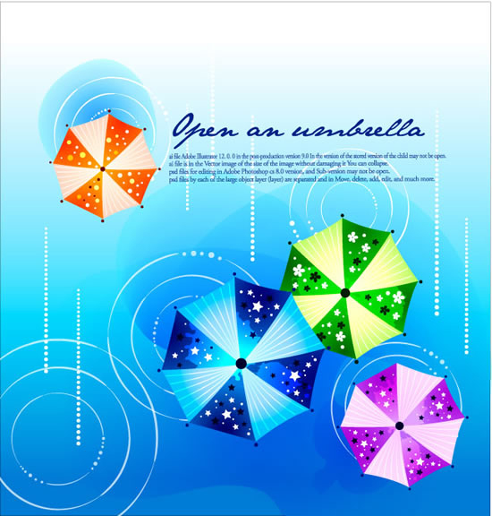 Fashion printed umbrellas design background vector material -2