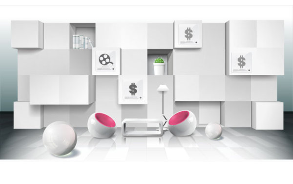 Three-dimensional creative business space background vector material -2