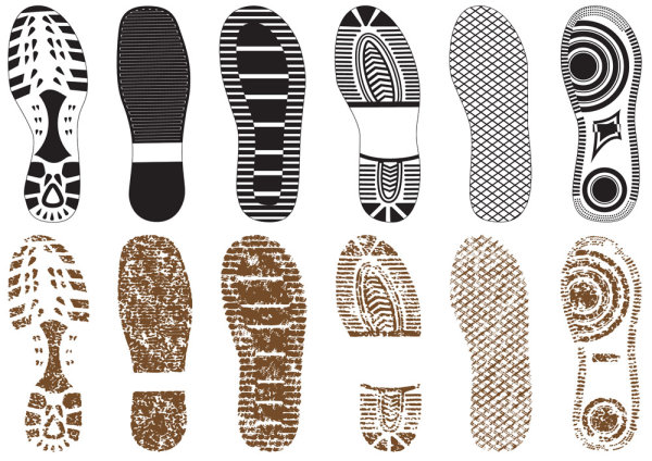 Variety of fine shoe prints 02 - vector
