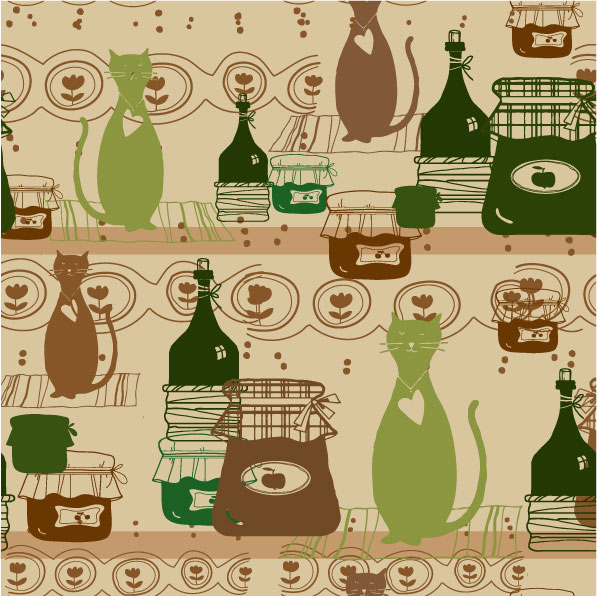 Cat cartoon background 05-- vector material
