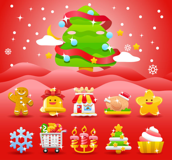 Christmas holiday material 01 - vector material