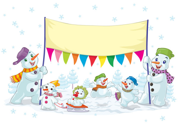 Cartoon Christmas Snowman 01 - vector material