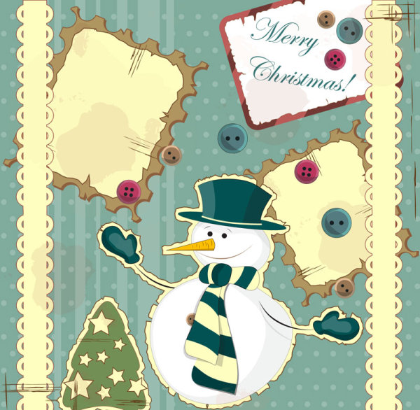 Snowman decorative painting 02 - vector material