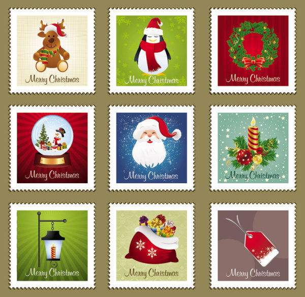The Christmas elements Stamp vector material - 01
