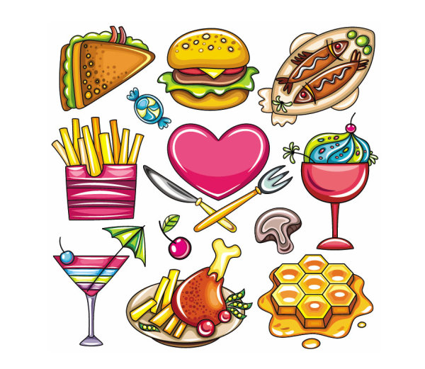 The cartoon food 01 - vector material