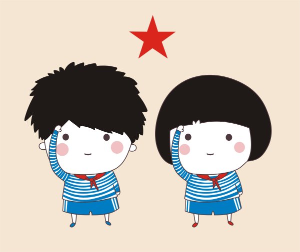 Cartoon vector material Young Pioneers