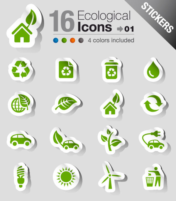 Beautifully green stickers - vector material