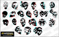 Go Media production trend vector material Set13-3D skull