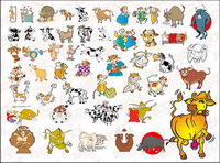 N many cartoon cow vector material