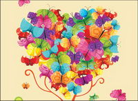 Colorful Butterfly Vector composed of trees