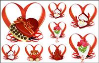 Heart-shaped ribbon and gift - Vector