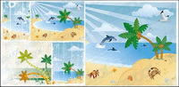 Vector cartoon beach scenery