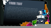 Cool text box black background vector material -2