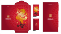 Year of the Dragon red envelope template 01 - vector material