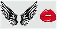 Wings, lips Vector