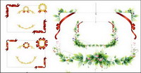 Borders, ribbons, medals, green leaf material