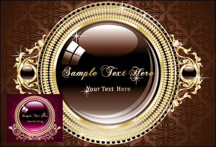 Gold circular border pattern vector material