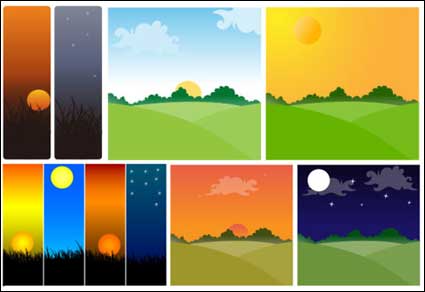 Sunset theme vector material