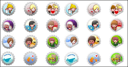 Cartoon cap & sticker vector of material