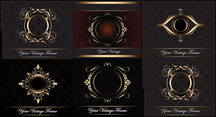 European gold border pattern vector material