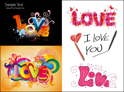 Colorful love pattern vector material