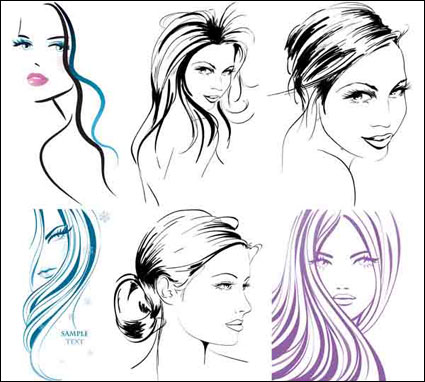 Hand-painted women vector material