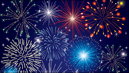 Colorful fireworks material 03-- vector material