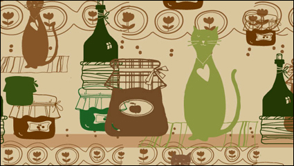 Cat cartoon background 05-- vector material
