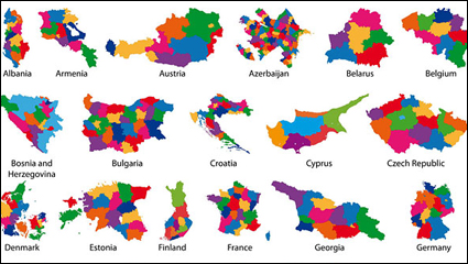 Colorful map silhouette vector material -2