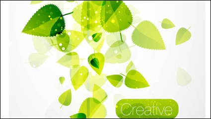 Spring green leaves 02-- vector material