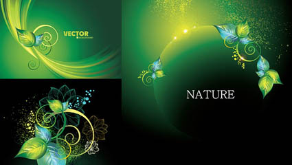 Dynamic green leaves background vector 