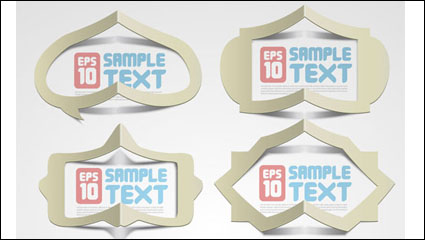 Creative folded hollow paper text template vector material -2